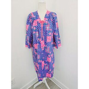 Leisure Life Vintage Cotton Floral Paisley House Coat Robe Lounge Dress 1X